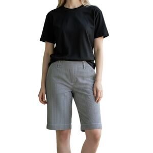Westbound Women’s Striped Pant Shorts – Black & White – Size 12